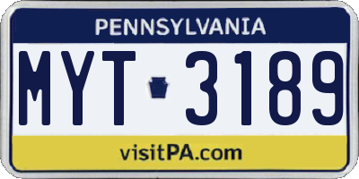 PA license plate MYT3189