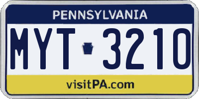 PA license plate MYT3210