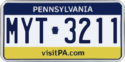 PA license plate MYT3211