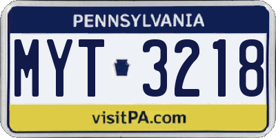 PA license plate MYT3218