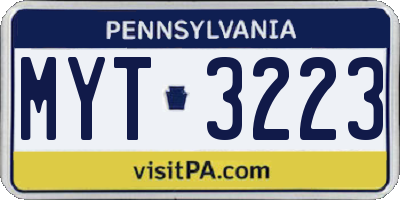 PA license plate MYT3223