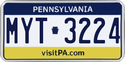 PA license plate MYT3224