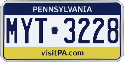 PA license plate MYT3228