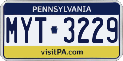 PA license plate MYT3229