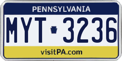 PA license plate MYT3236