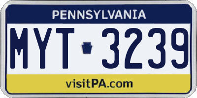 PA license plate MYT3239