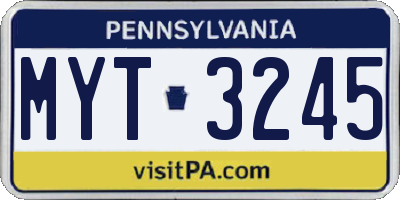 PA license plate MYT3245