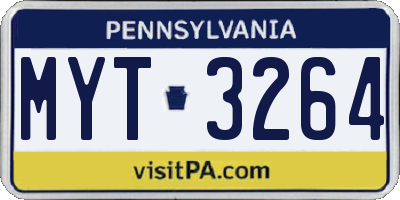 PA license plate MYT3264