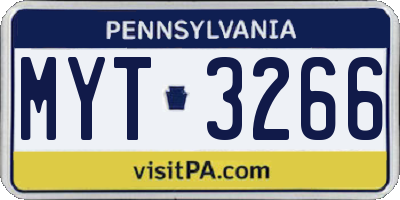 PA license plate MYT3266