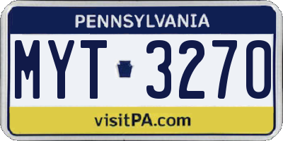 PA license plate MYT3270
