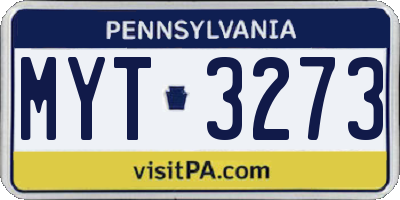 PA license plate MYT3273