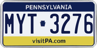 PA license plate MYT3276
