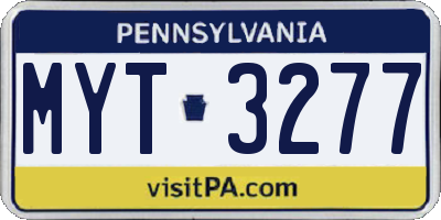PA license plate MYT3277