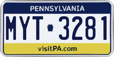 PA license plate MYT3281