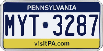 PA license plate MYT3287