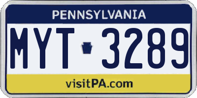 PA license plate MYT3289