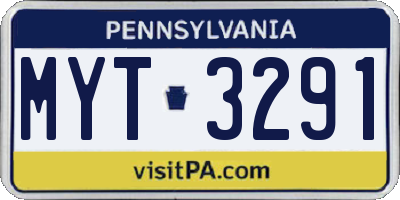 PA license plate MYT3291