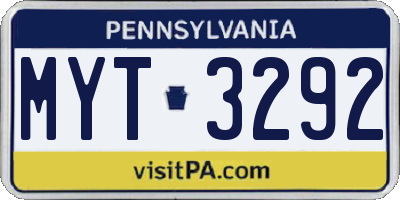 PA license plate MYT3292