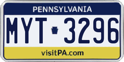 PA license plate MYT3296