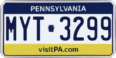 PA license plate MYT3299