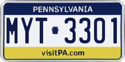 PA license plate MYT3301