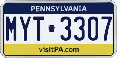PA license plate MYT3307