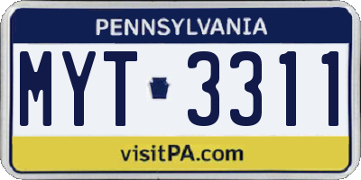 PA license plate MYT3311