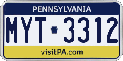 PA license plate MYT3312