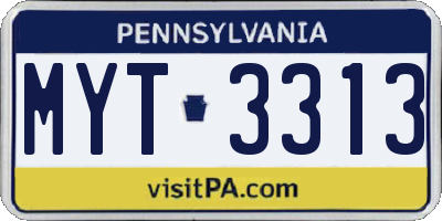 PA license plate MYT3313