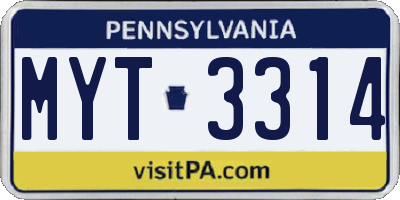 PA license plate MYT3314