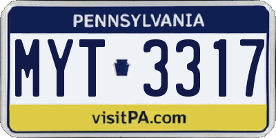 PA license plate MYT3317
