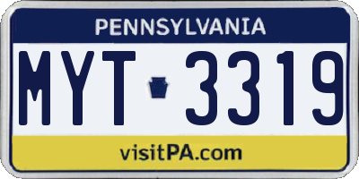 PA license plate MYT3319