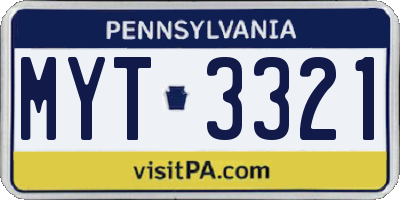 PA license plate MYT3321