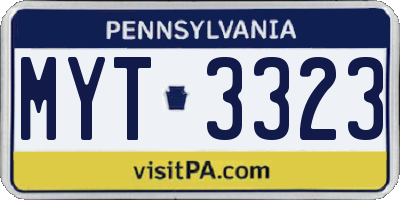 PA license plate MYT3323