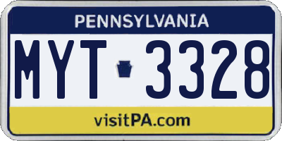 PA license plate MYT3328