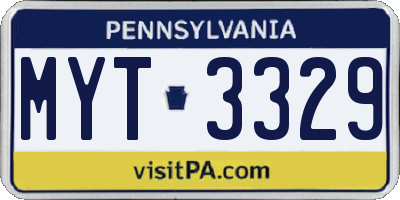 PA license plate MYT3329