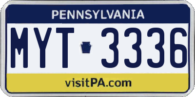 PA license plate MYT3336