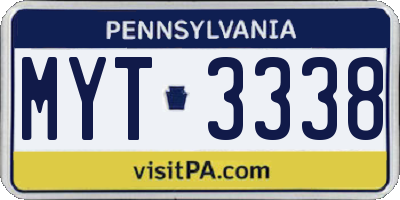 PA license plate MYT3338