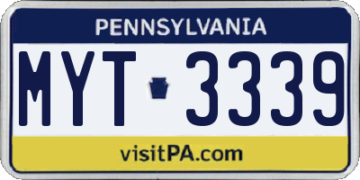PA license plate MYT3339