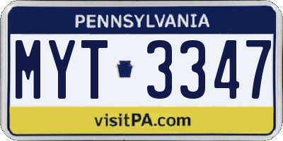 PA license plate MYT3347