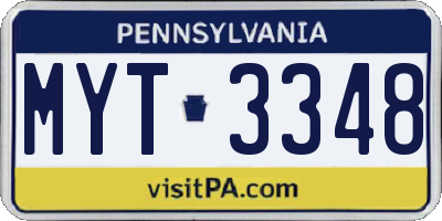 PA license plate MYT3348