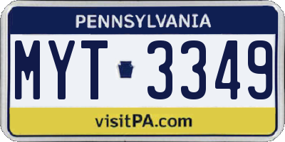 PA license plate MYT3349