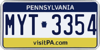 PA license plate MYT3354