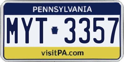 PA license plate MYT3357