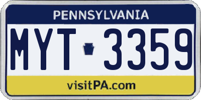 PA license plate MYT3359