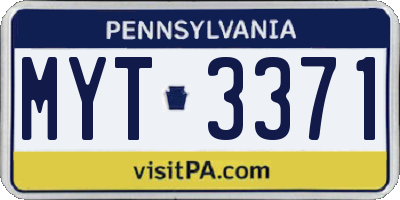 PA license plate MYT3371