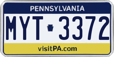 PA license plate MYT3372