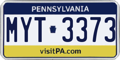 PA license plate MYT3373