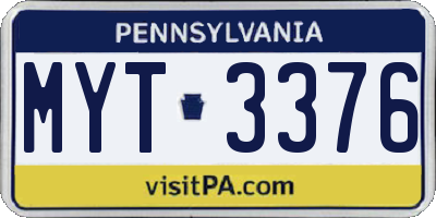 PA license plate MYT3376