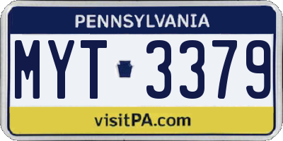 PA license plate MYT3379